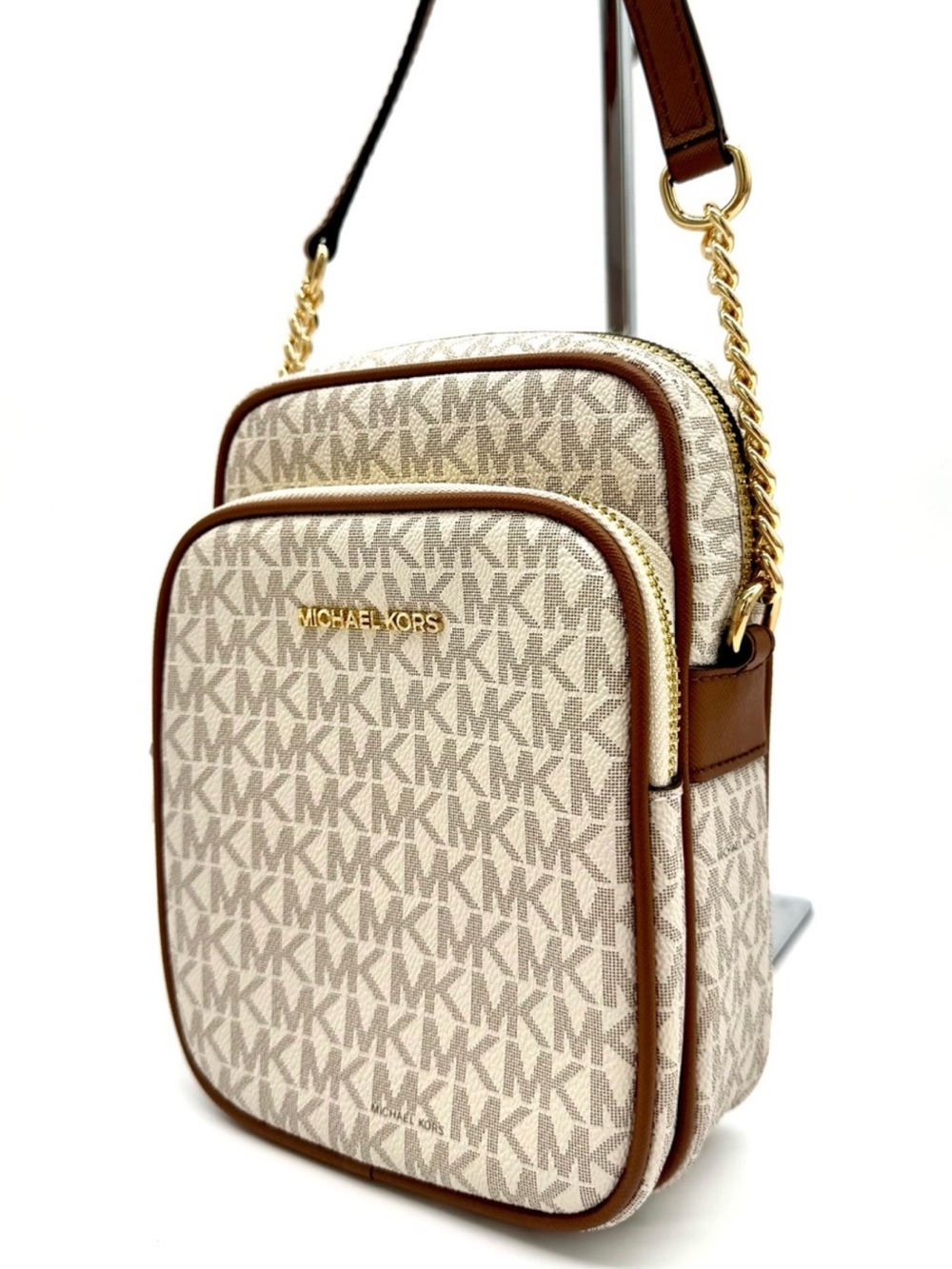 Michael Kors Medium NS Chain Xbody Bag Vanilla/Brown